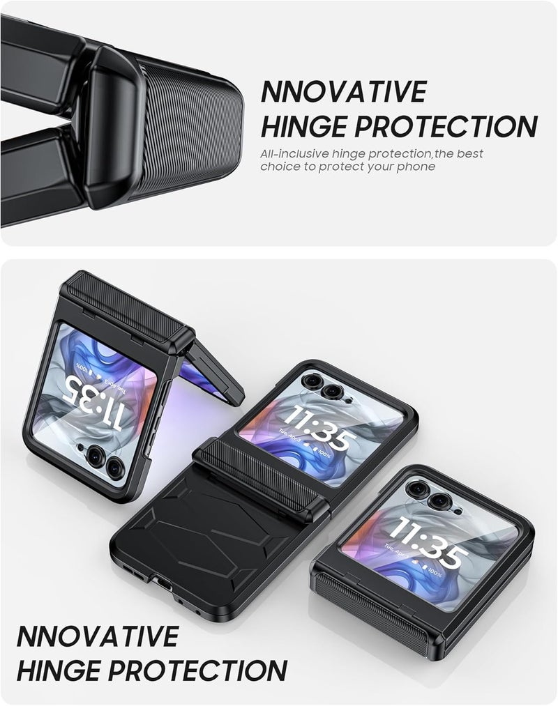 Vizvera for Motorola Razr 2025 Case with Hinge Cover,Built-in Screen Protector Shockproof All-Inclusive Smartphone Cover Wireless Charging for Motorola Razr 2025(Black) - Image 4